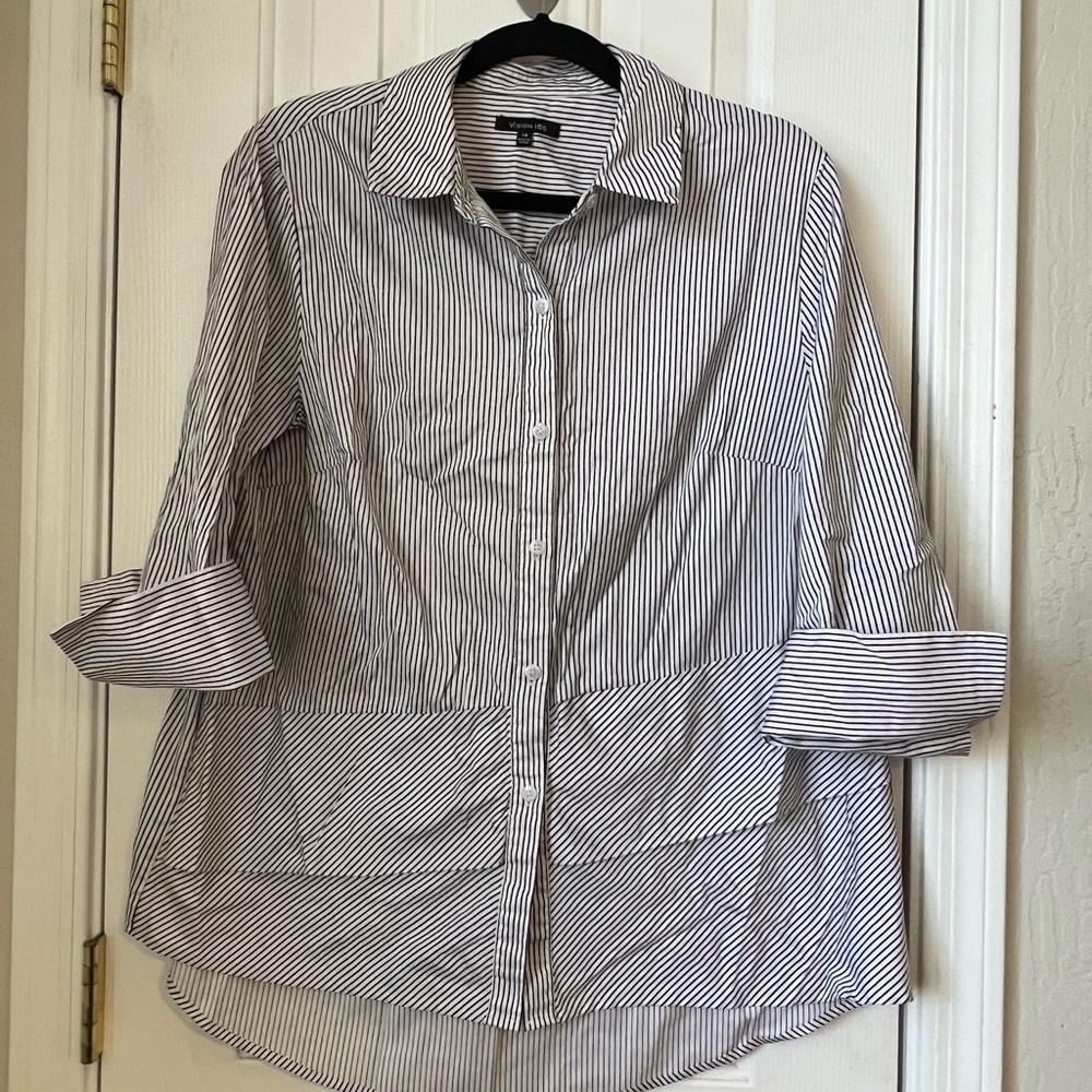 Vision 155 Black and White striped shirt, Size 14